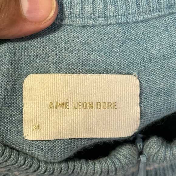 Aime Leon Dore Shirt Blue Mens Size XL 100% Wool - Picture 2 of 5